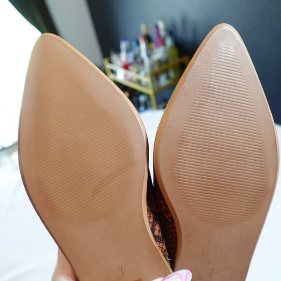 Madewell The Emilia Mule Snake Embossed Size 7 Rust Red Brown Pointed Toe MA416 - Picture 9 of 14